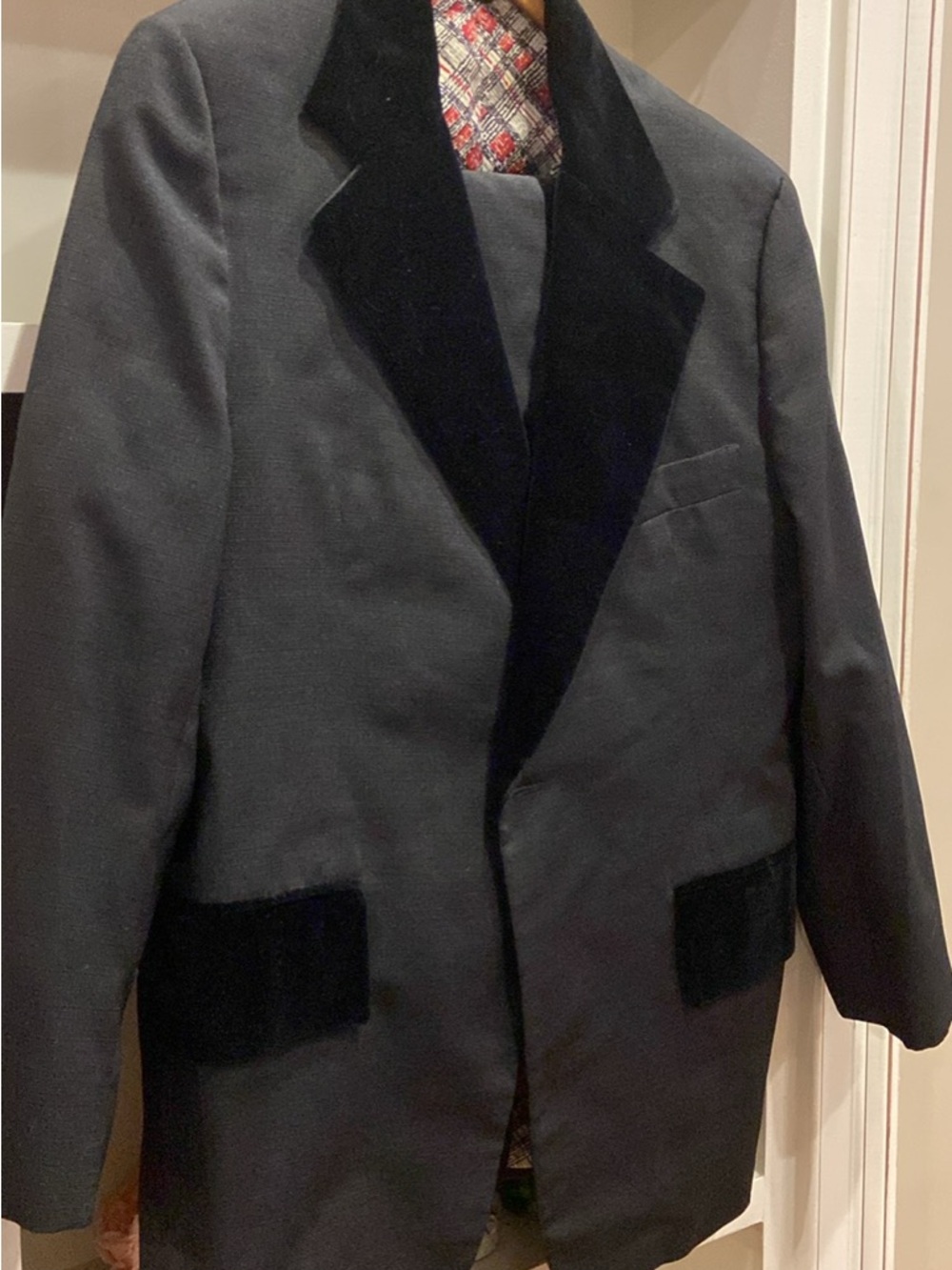 Vintage After Six Black Velvet-Lapel Tuxedo Jacket and pants